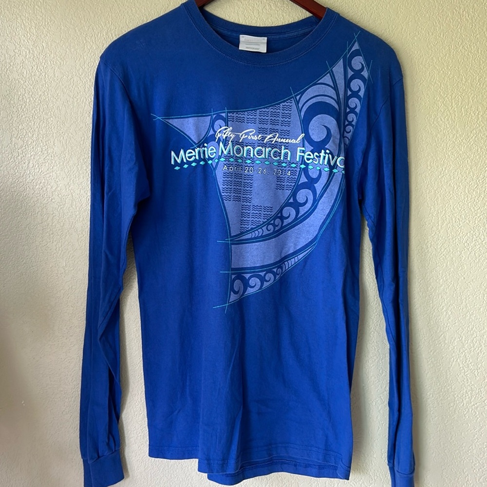 MERRIE MONARCH FESTIVAL 2014 Blue Longsleeve Shirt, Sz S
